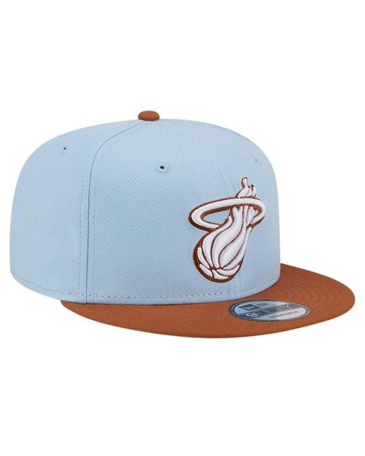 KTZ Blue /brown Miami Heat 2-tone Color Pack 9fifty Snapback Hat for men