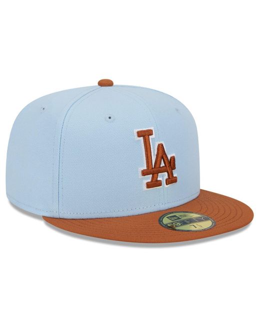 KTZ Blue /brown Los Angeles Dodgers Spring Color Basic Two-tone 59fifty Fitted Hat for men
