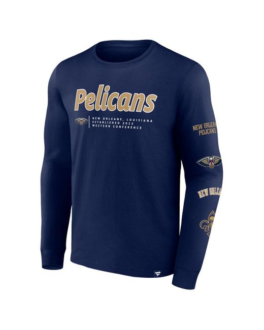 Fanatics Blue Branded Navy New Orleans Pelicans Baseline Long Sleeve T-shirt for men