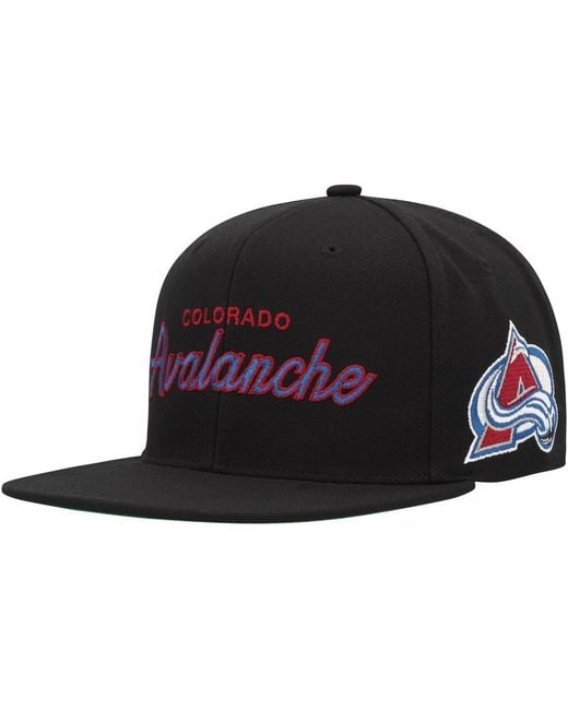 Mitchell & Ness Black Colorado Avalanche Core Team Script 2.0 Snapback Hat for men