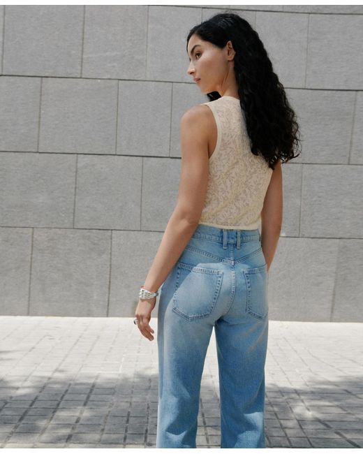 Mango White Openwork Knit Top