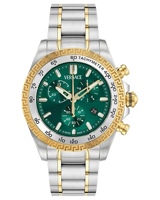 Versace Metallic Swiss Chronograph X Two-tone Stainless Steel Bracelet Watch 44mm for men