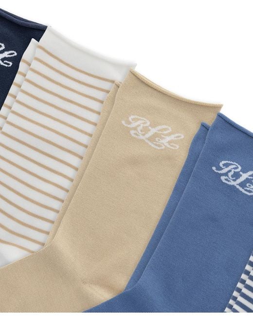 Ralph Lauren Blue Script Roll-top Socks