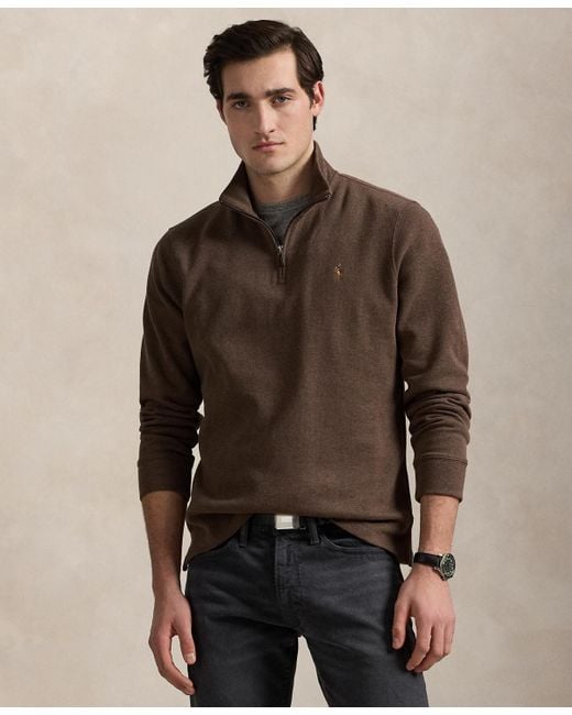 Polo Ralph Lauren Brown Estate-rib Cotton Quarter-zip Pullover for men