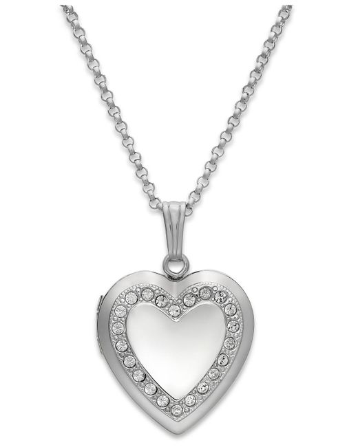 Macy's Metallic Crystal Heart Locket Necklace