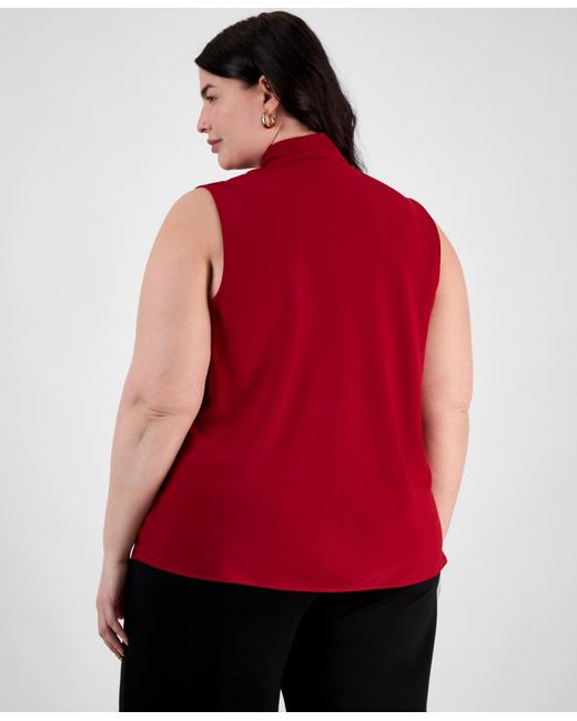 Kasper Red Plus Size Bow Top