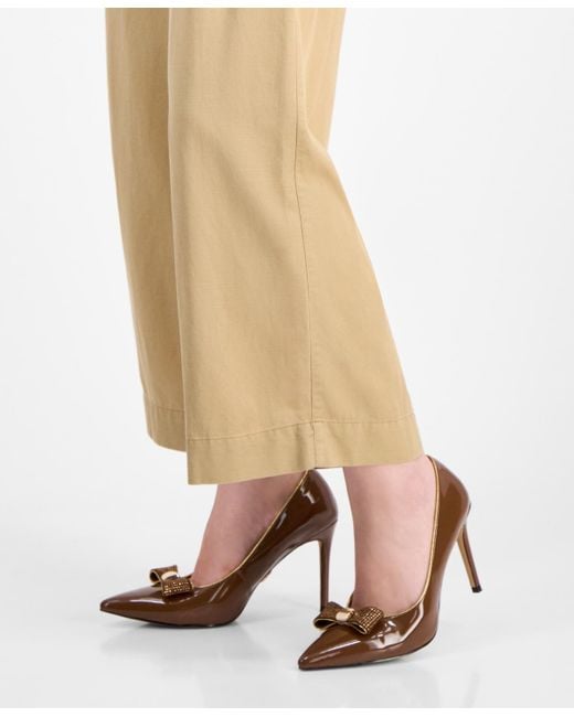 THINGS II COME Brown Soho Luxurious Crystal Double Bow Pumps