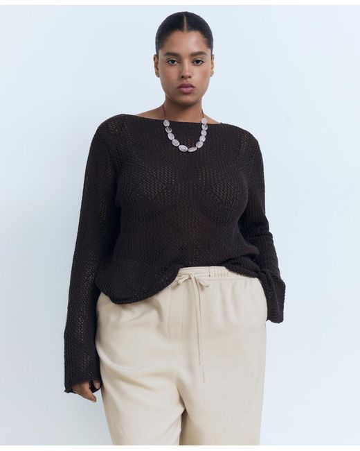 Mango Natural Drawstring Flowy Pants