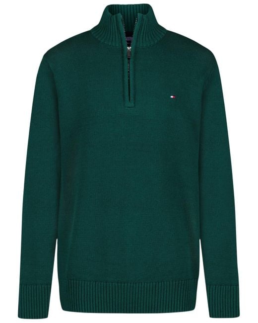 Tommy Hilfiger Men's Green Boys 8-20 Quarter-zip Sweater
