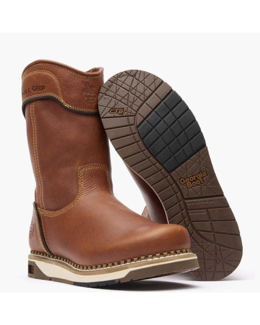 Georgia Boot Brown Amp Lt Wedge Pull On Work Boot for men