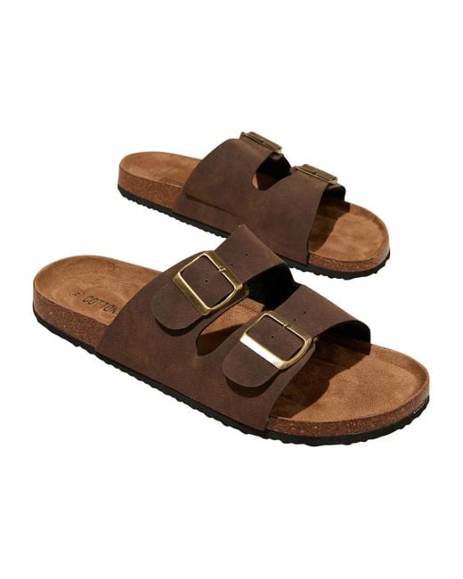 Cotton On Brown Double Buckle Sandal for men