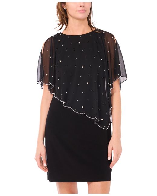 msk beaded-strap capelet-back dress Beaded Cape Sleeve A-line Gown by GLS Gloria GL3607 L / Mauve main image 0