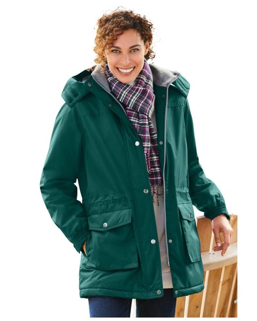 Woman Within Green Within Microfiber Parka