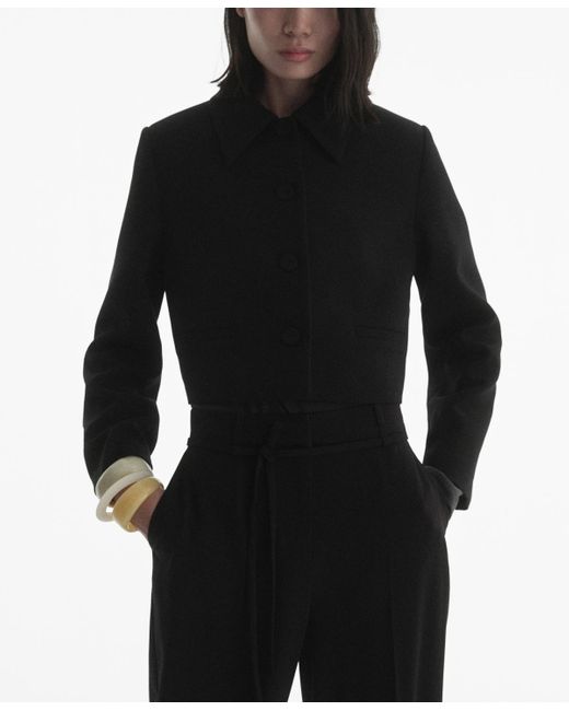 Mango Black Crop Lapel Suit Jacket