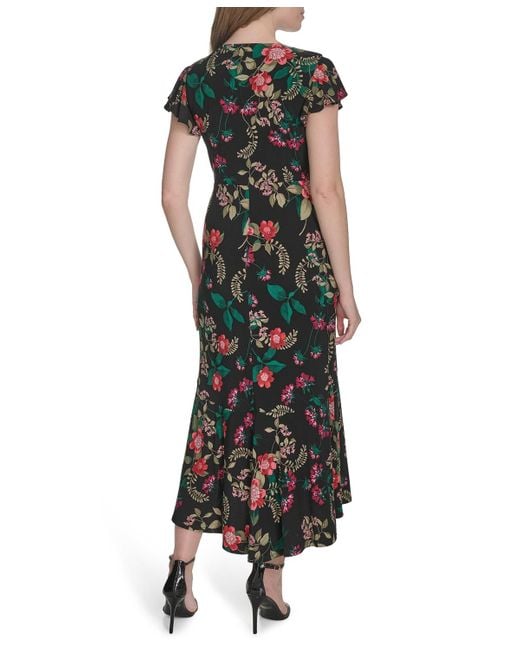 Tommy Hilfiger Black Flutter Sleeve Jersey Midi Dress