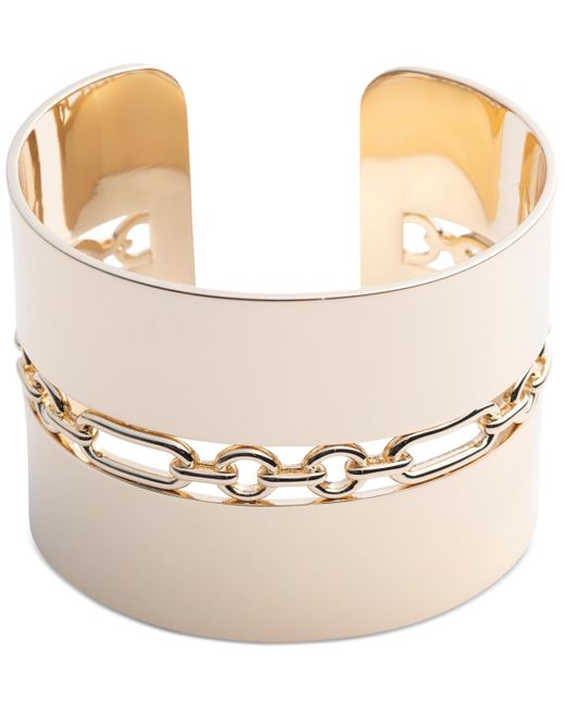 Lauren by Ralph Lauren Metallic Gold-tone Wide Chain Link Cuff Bracelet