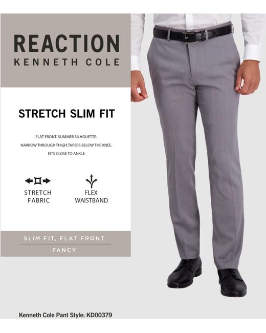 Kenneth Cole Natural Slim-fit Stretch Dress Pants for men