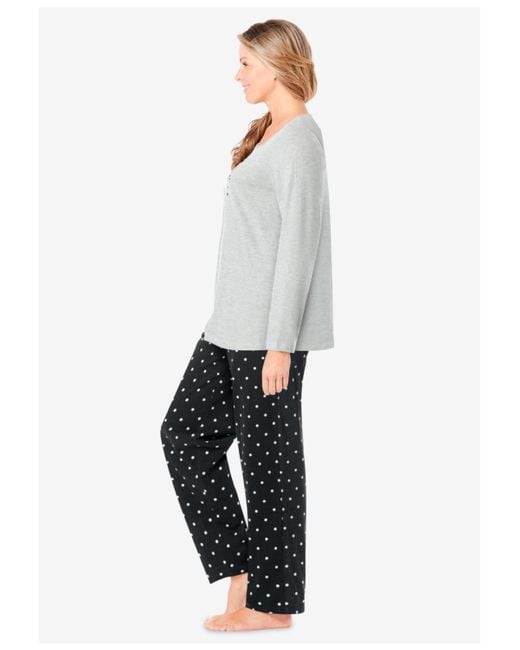 Dreams & Co. White Long Sleeve Knit Pj Set