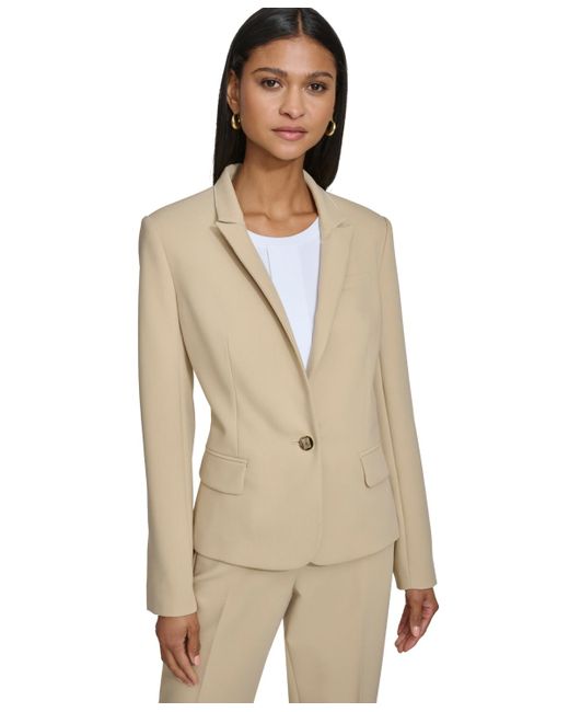 Karl Lagerfeld Natural One Button Long-sleeve Blazer