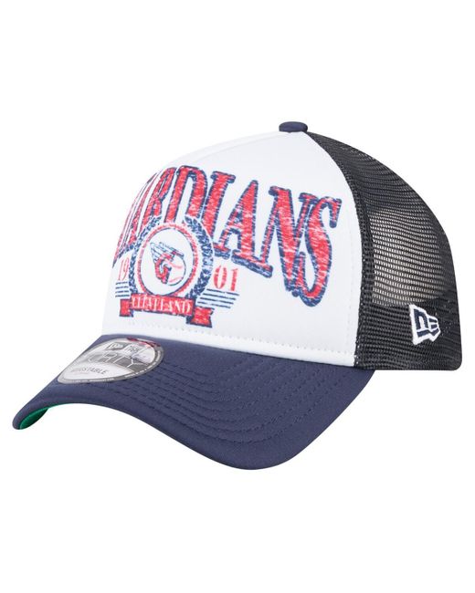 KTZ Blue White/navy Cleveland Guardians Distressed 9forty A-frame Adjustable Trucker Hat for men