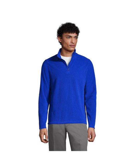 Lands' End Lightweight Fleece Quarter Zip Pullover in Blue for Men Lyst