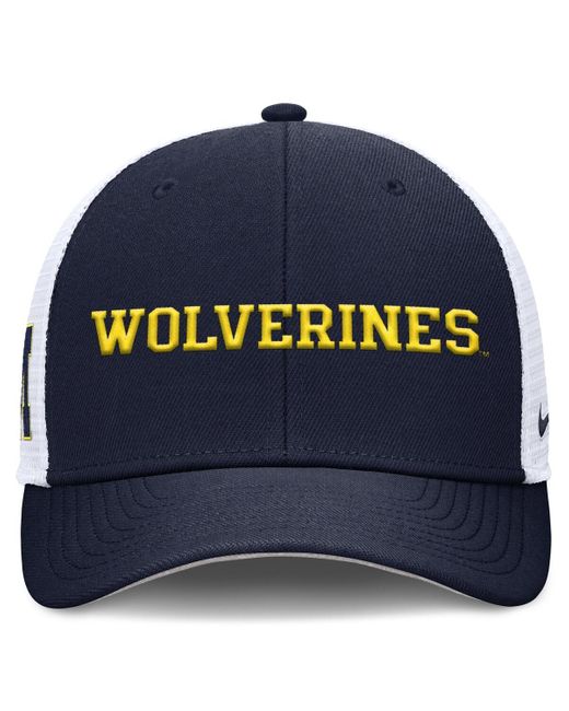 Nike Blue Michigan Wolverines 2025 Dugout Coaches Rise Performance Trucker Adjustable Hat for men