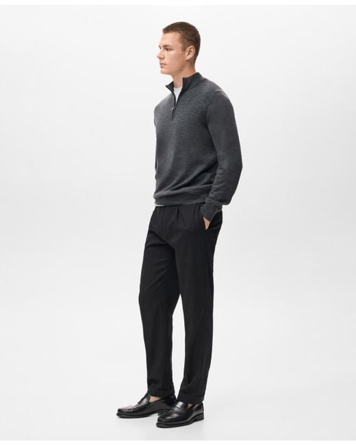 Mango Blue Perkins Neck Wool Sweater for men
