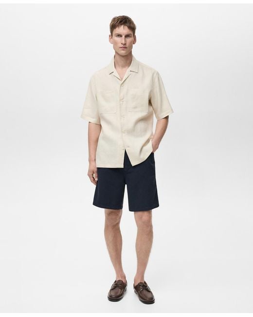 Mango Blue Denim Drawstring Shorts for men