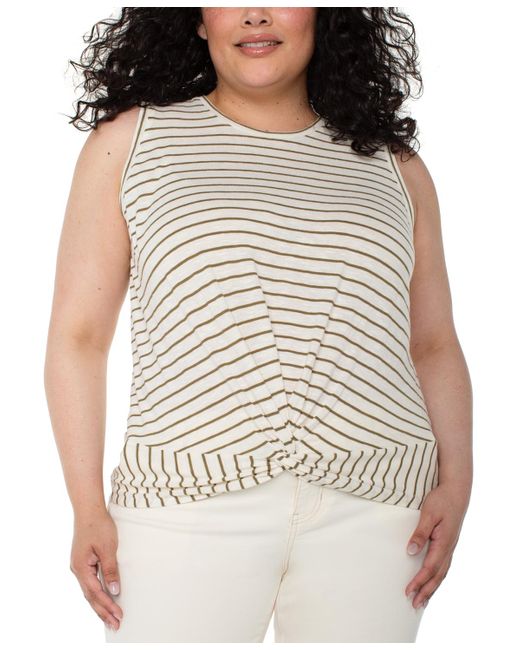 Liverpool Los Angeles Multicolor Plus Size Sleeveless Twist-front Top