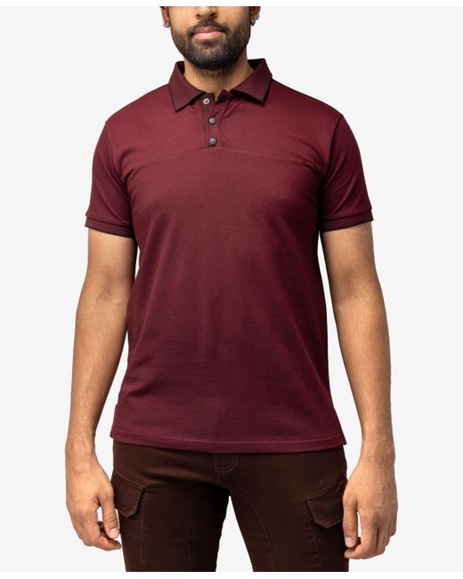 Xray Jeans Brown X-ray Short Sleeve Pieced Pique Tipped Polo for men