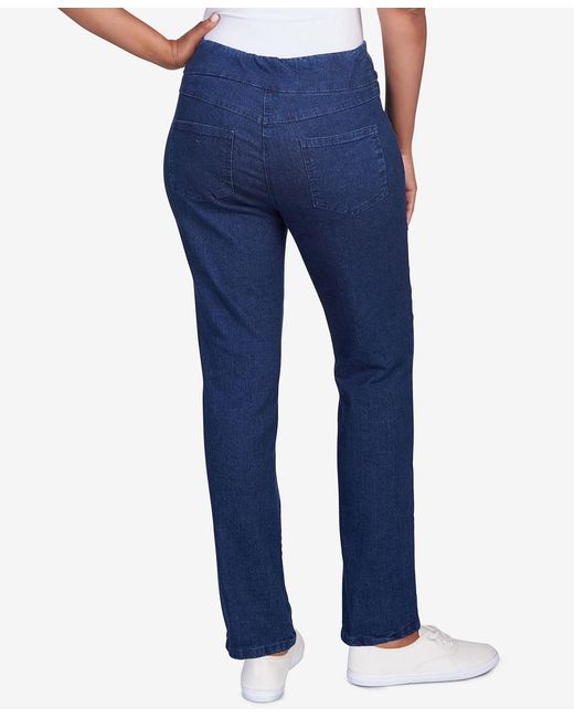 Ruby Rd Pants Ruby Rd. Petite Mid-rise Pull-on Straight Extra Stretch Denim Pant in ...