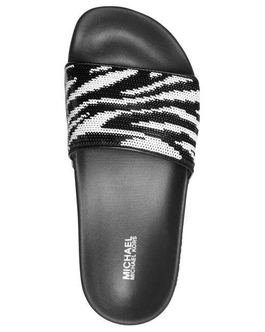 Michael Kors Black Michael Gilmore Zebra Sequin Slide Sandals