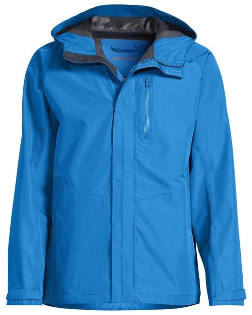 Lands' End Blue Squall Waterproof Packable Rain Jacket for men