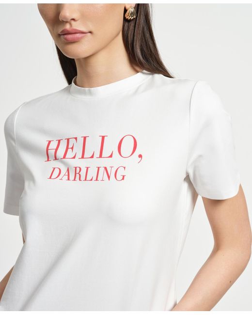 Isaac Mizrahi New York White Crewneck Graphic Top