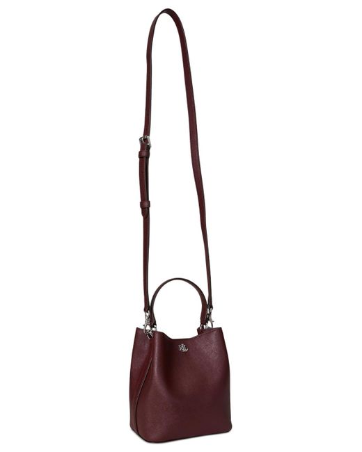 Ralph Lauren Red Crosshatch Leather Mini Reese Bucket Bag