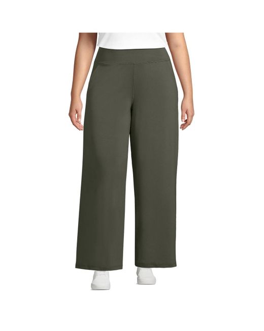 Lands' End Green Active Hi Impact High Rise Wide Leg Pants
