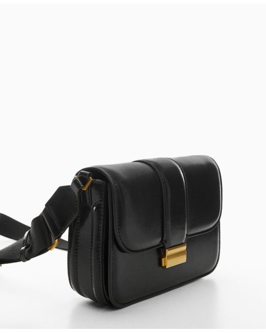 Mango Flap Detail Crossbody Bag in Black | Lyst