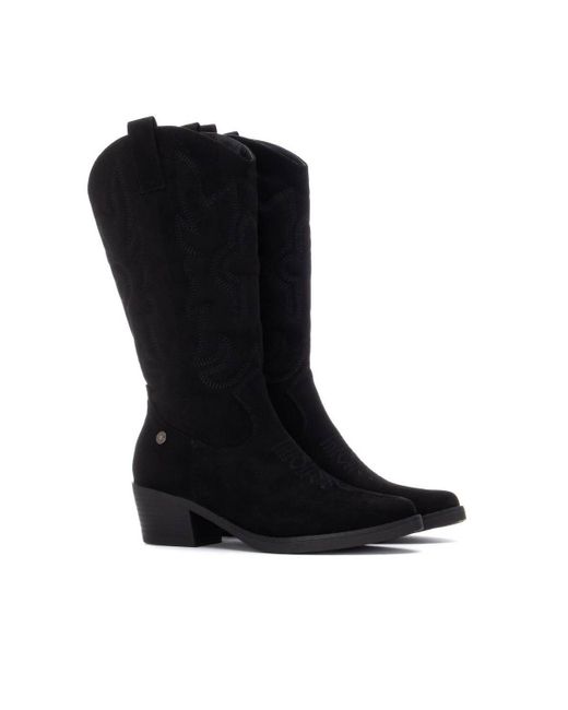 Xti Black Italian Western Suede Booties Refresh Collection By