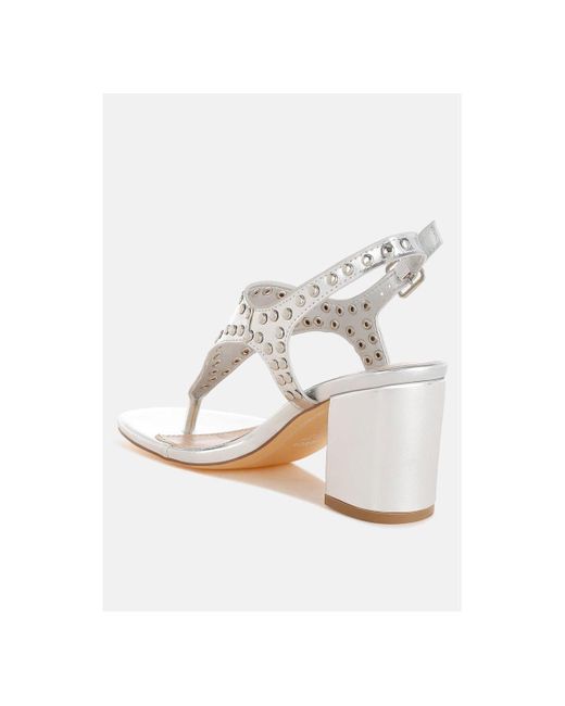 Rag & Co White Chan Metallic Studded Statement Heels