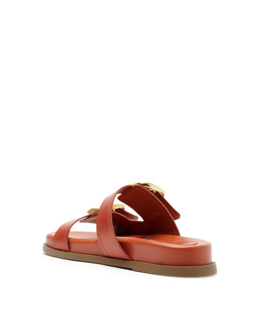 SCHUTZ SHOES Brown Olga Sporty Round Toe Flat Sandals
