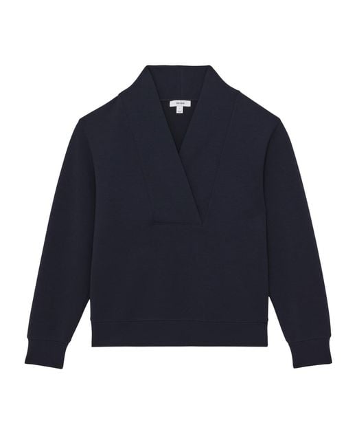 Reiss Blue Interlock Shawl-neck
