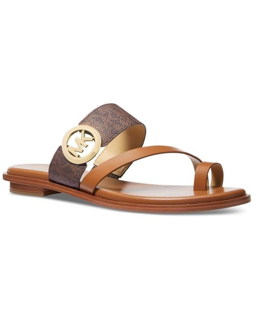 Michael Kors Brown Michael Mmk Vera Slip-on Toe-ring Slide Sandals