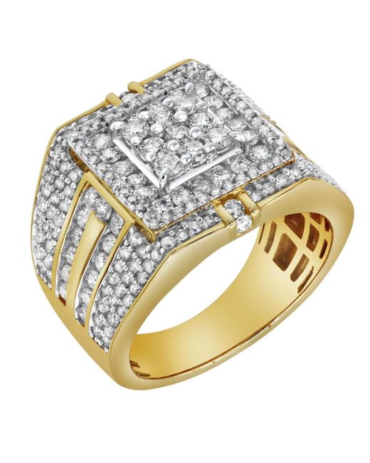 LuvMyJewelry Metallic Ringside Shine Natural Certified Diamond 2.5 Cttw Round Cut 14k Gold Statement Ring for men