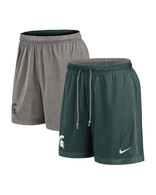 Nike Green/heather Gray Michigan State Spartans Player Reversible Shorts for men
