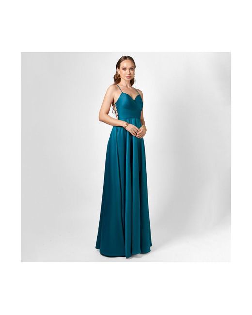 Bariano Blue Hanna Open Back A Line Gown