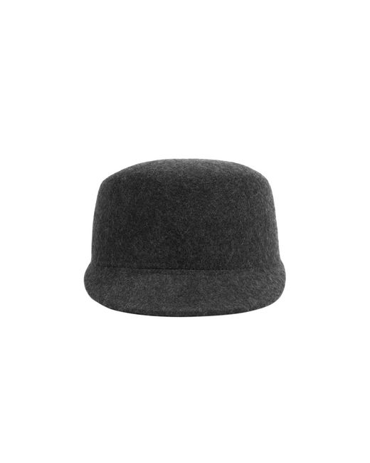 Mango Black Wool Flat-top Baseball Cap