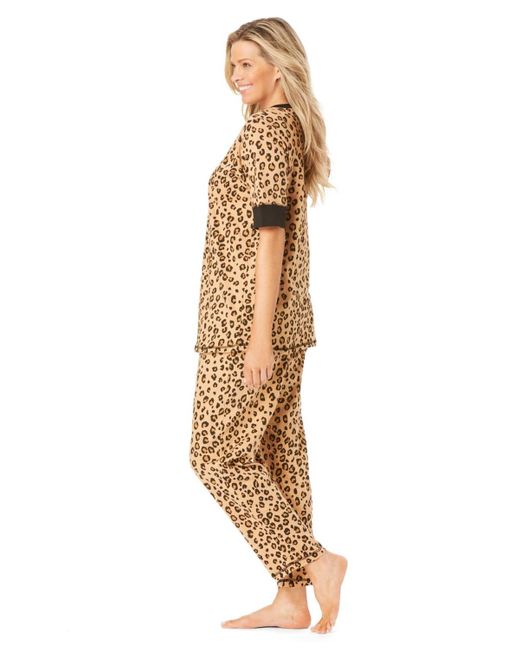 Dreams & Co. Purple Plus Size Printed Henley Pj Set