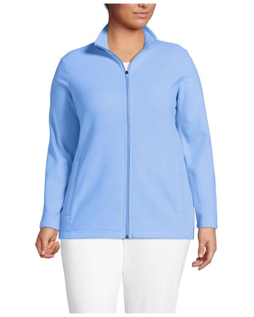 Lands' End Blue Plus Size Anyweather Fleece Full Zip Jacket