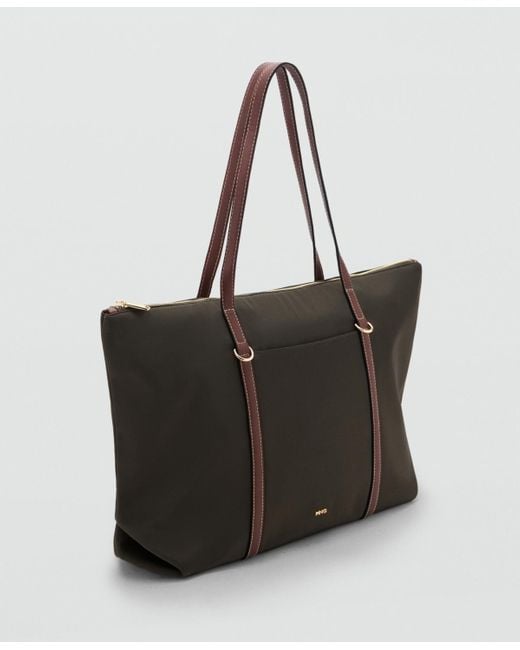 Mango Black Double Handle Shopper Bag