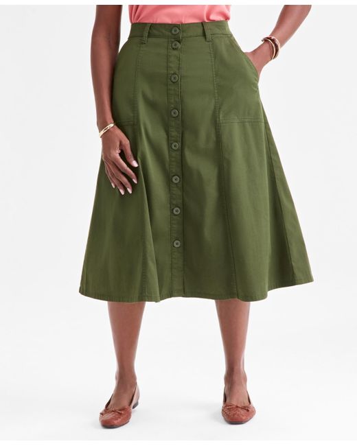 Style & Co. Green Mid-rise Utility Midi Skirt